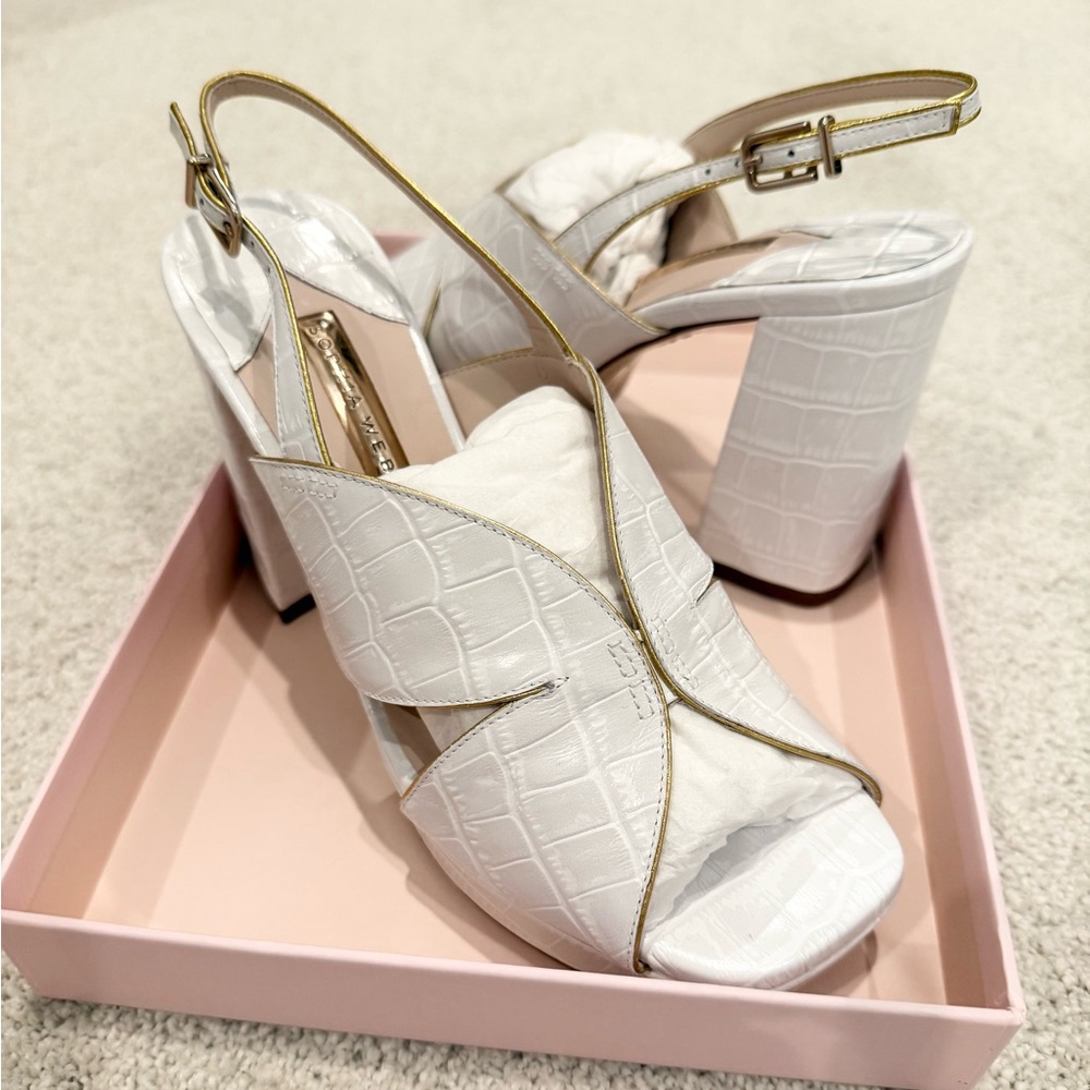 Sophia Webster Rita Mid Heel in White Croc